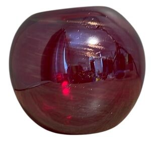 Abbott Rich Red and Metallic Gold Glass Sphere Vase Home Decor Round Ball